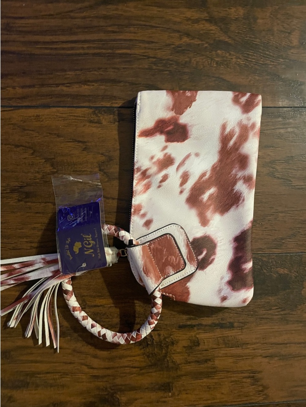 Stylish Handmade  Cowhide-Print Wristlet Clutch